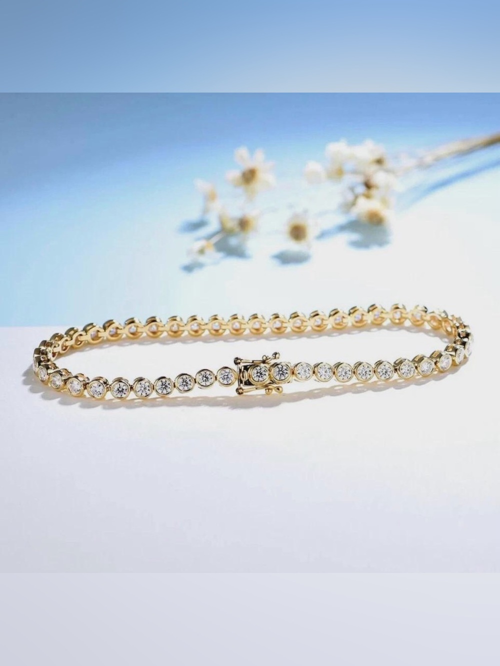 Gold-Tone Crystal Tennis Bracelet - Clear Crystal Accents